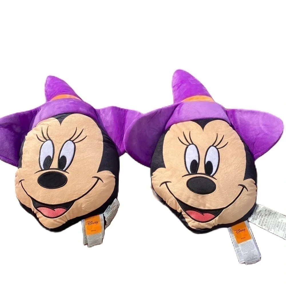 Disney Minnie Mouse Witch Face Throw Pillow Set Bundle Lot NEW Halloween
